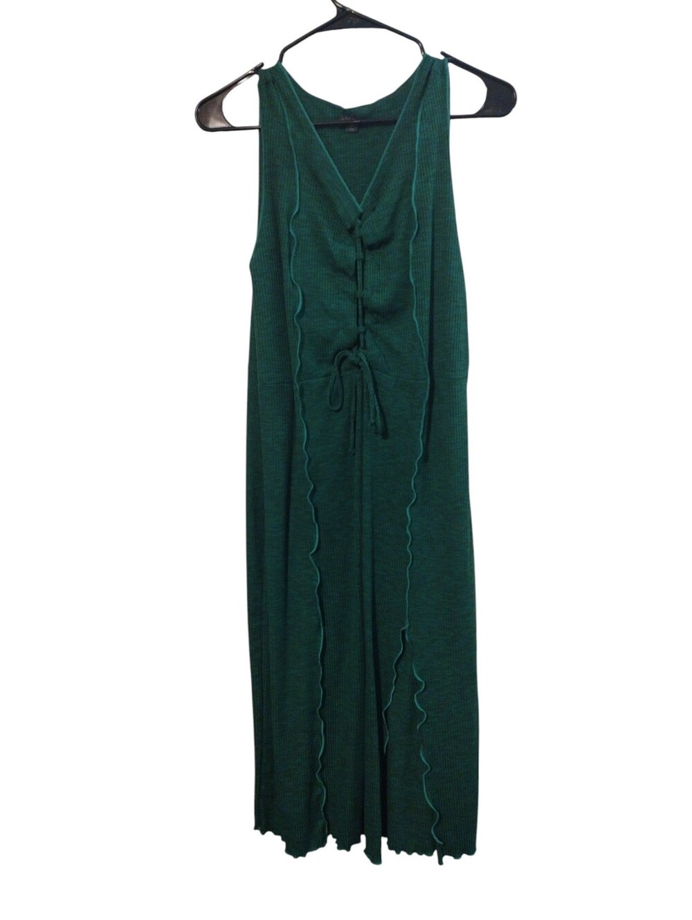 wild fable Dark Green Sleeveless Knit Maxi Dress with Waist Tie